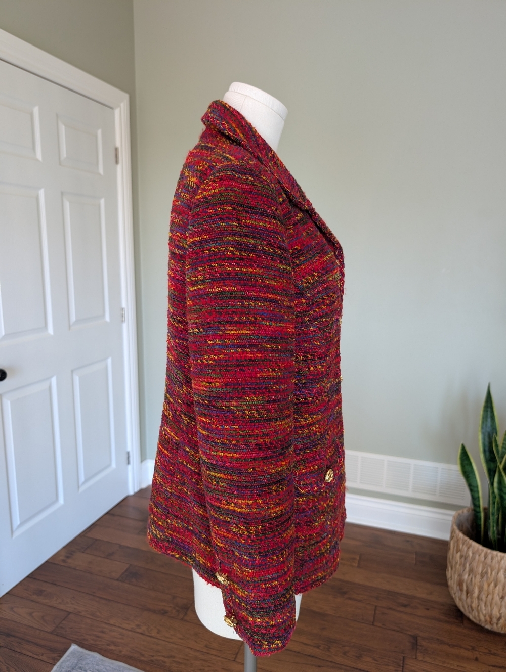 Vintage Weinberg Paris Women's Wool Blazer Multicolor Gold Buttons Size M - Picture 3 of 16